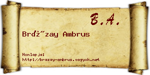 Brázay Ambrus névjegykártya